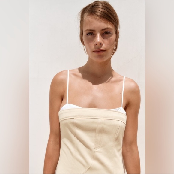 Zara Women’s Combination Short Dress NWT Size Medium 100% Cotton - Picture 3 of 8